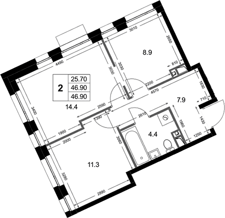 2-комнатная квартира