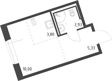 Планировка: Студия 22,1 м² в ЖК «Живи! В Рыбацком»