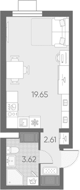Планировка: Студия 25,9 м² в ЖК «Морская миля»