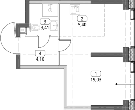 Планировка: Студия 31,9 м² в ЖК «СИТИДЗЕН»