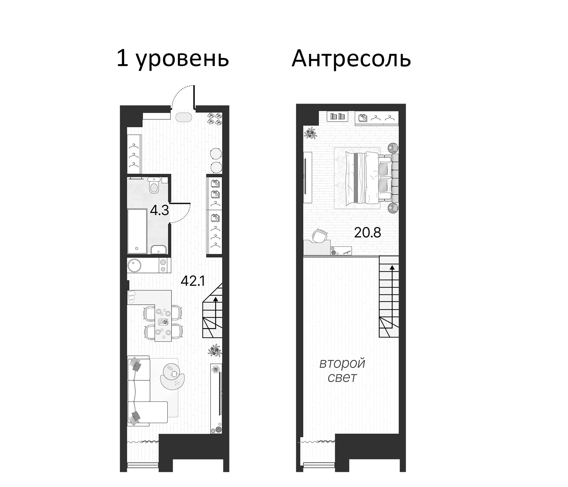 Планировка: Евродвушка 67,2 м² в ЖК «Serebro by Avenue-apart»