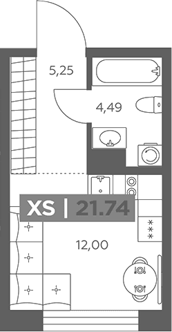 Планировка: Студия 21,7 м² в ЖК «Солар Парк»