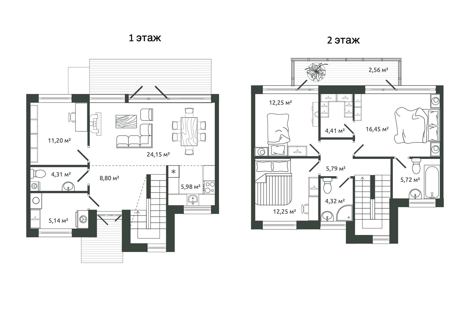 Планировка: Таунхаус 121,7 м² в ЖК «Коттеджный поселок Моменты.Репино»