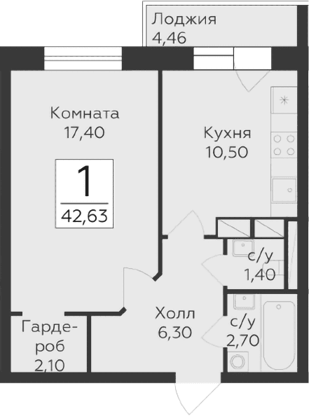 1-комнатная квартира