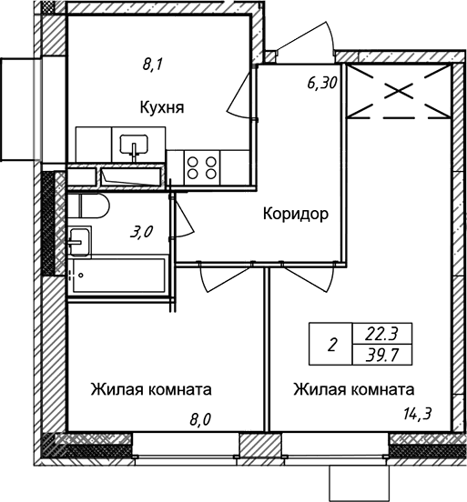 2-комнатная квартира