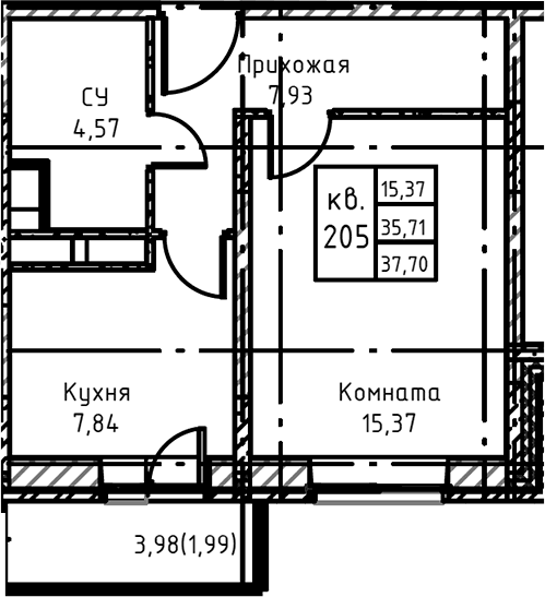 1-комнатная квартира