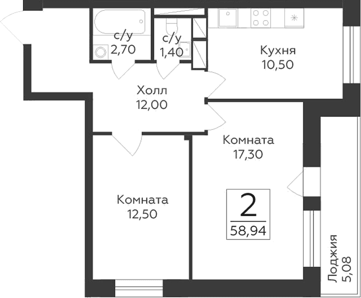 2-комнатная квартира