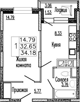 1-комнатная квартира