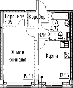 1-комнатная квартира