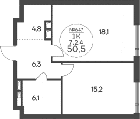 1-комнатная квартира