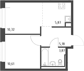 Планировка: Евродвушка 35,9 м² в ЖК «Живи! В Рыбацком»