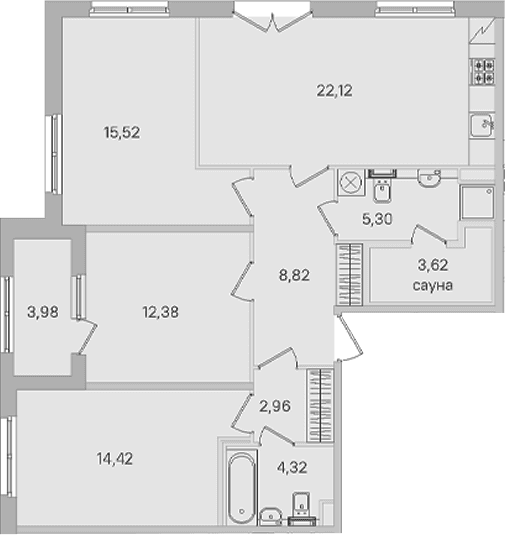 Планировка: Квартира евро-4 89,5 м² в ЖК «Дубровский»