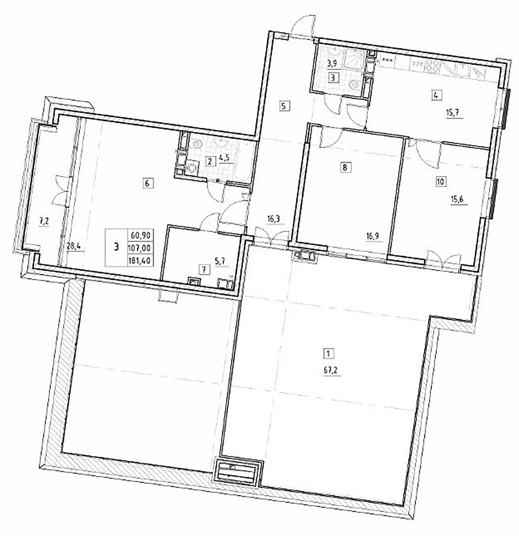 3-комнатная квартира
