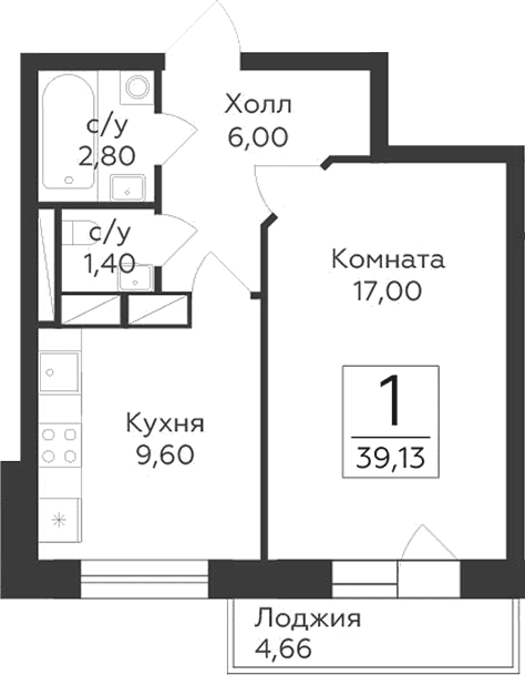 1-комнатная квартира