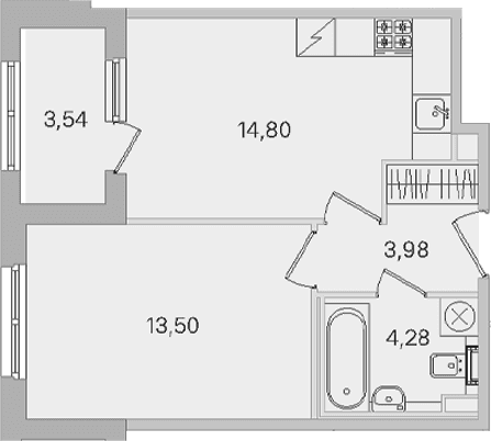 Планировка: Евродвушка 36,6 м² в ЖК «Дубровский»