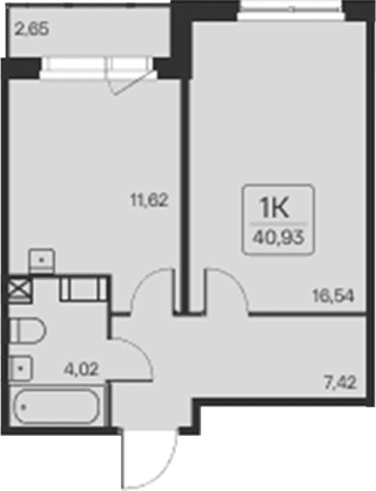 Планировка: 1-комнатная квартира 38,3 м² в ЖК «Расцветай в Янино»