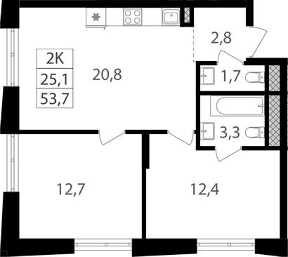 2-комнатная квартира