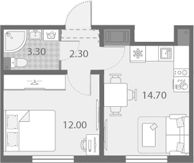 Планировка: Евродвушка 32,1 м² в ЖК «Ржевский парк»