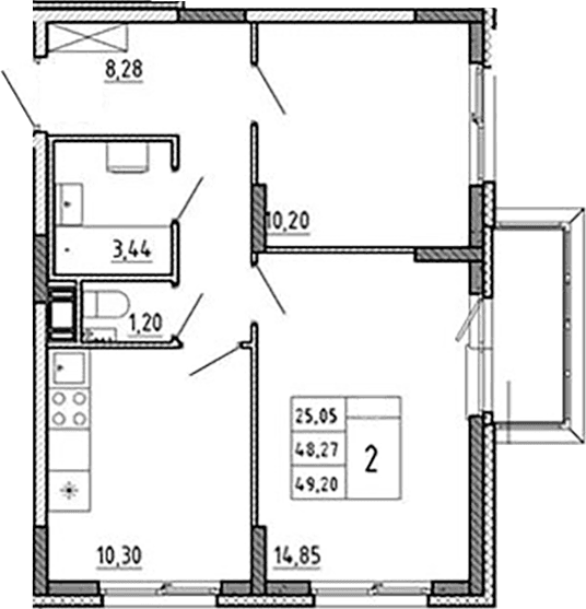 2-комнатная квартира