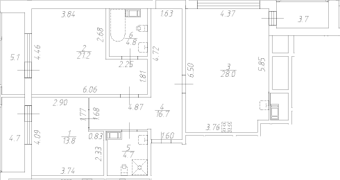 Планировка: Евротрёшка 89,2 м² в ЖК «Аквилон Ливз»