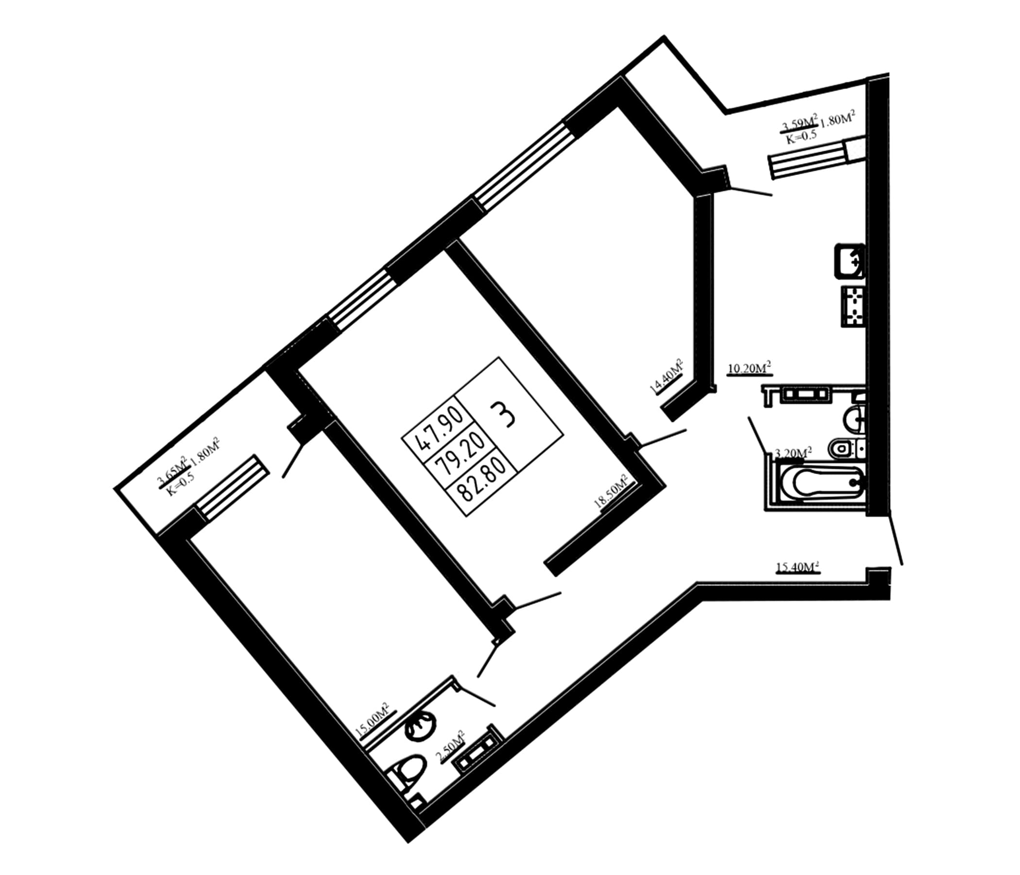 3-комнатная квартира