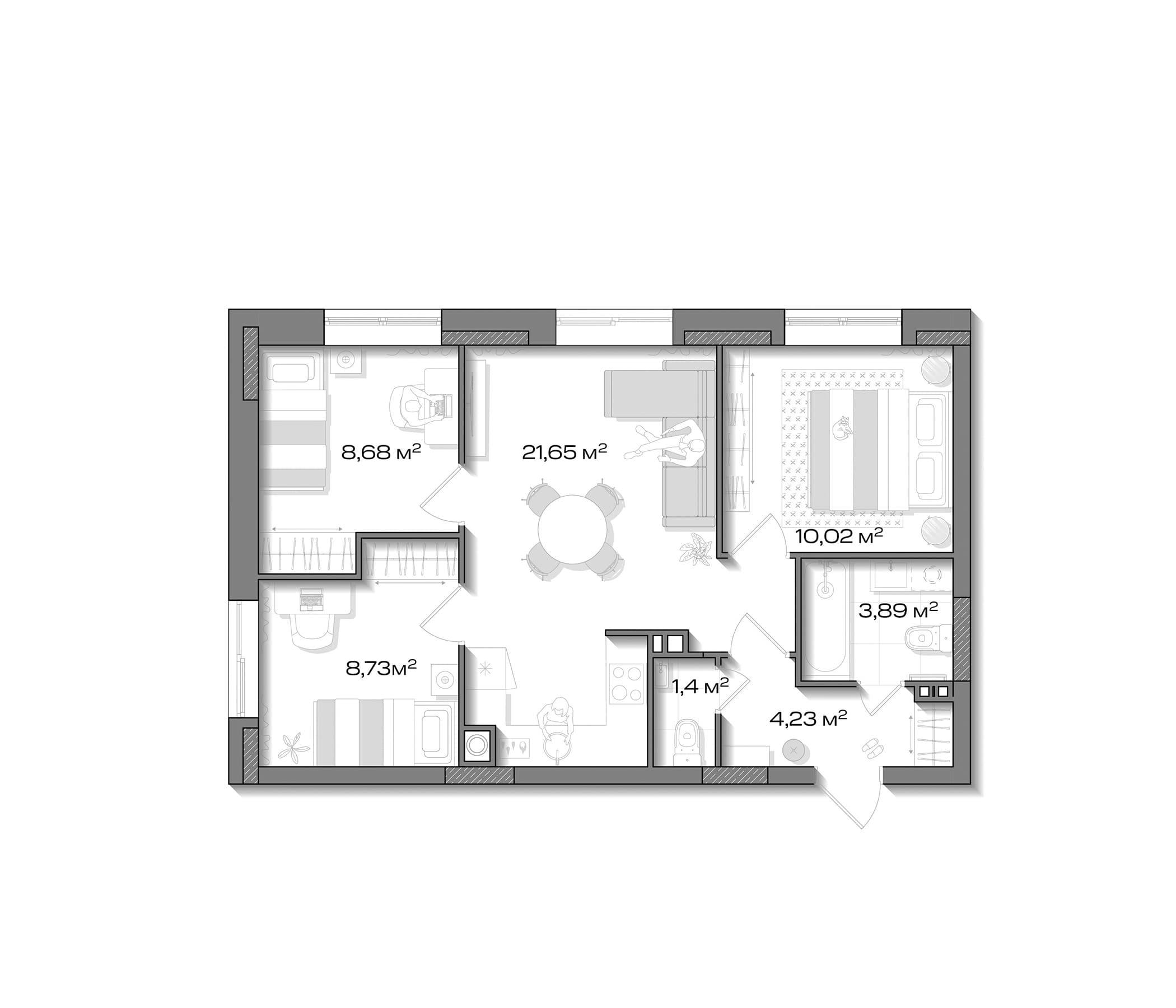 3-комнатная квартира