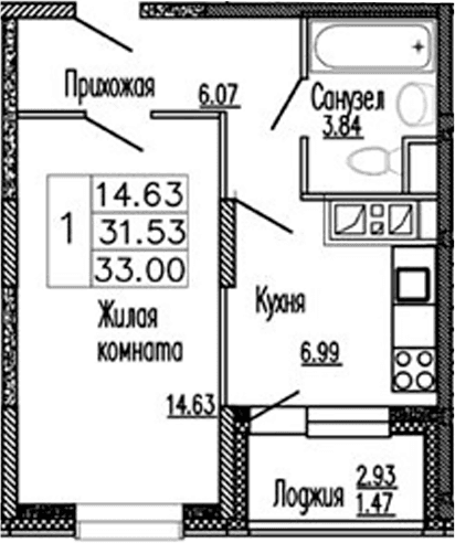 1-комнатная квартира