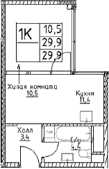 1-комнатная квартира