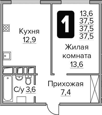 1-комнатная квартира