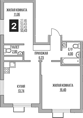 2-комнатная квартира