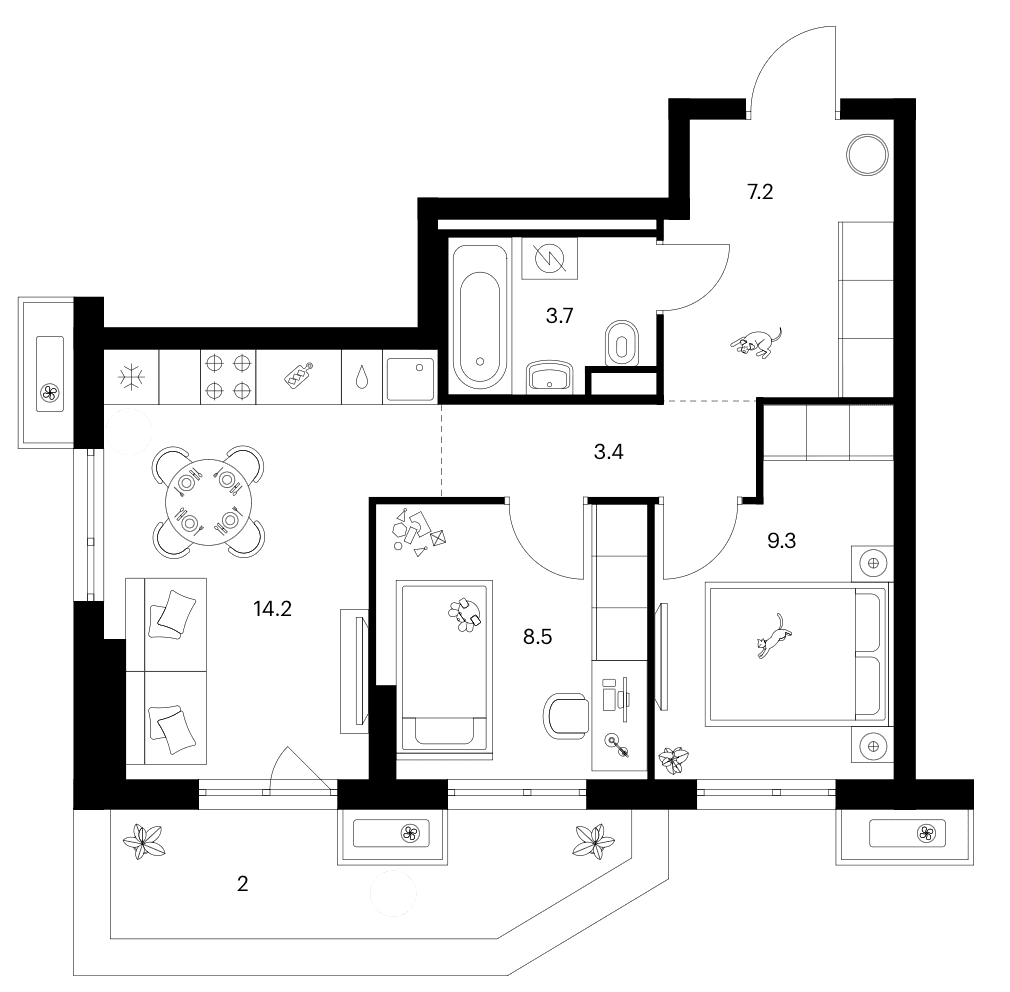 2-комнатная квартира