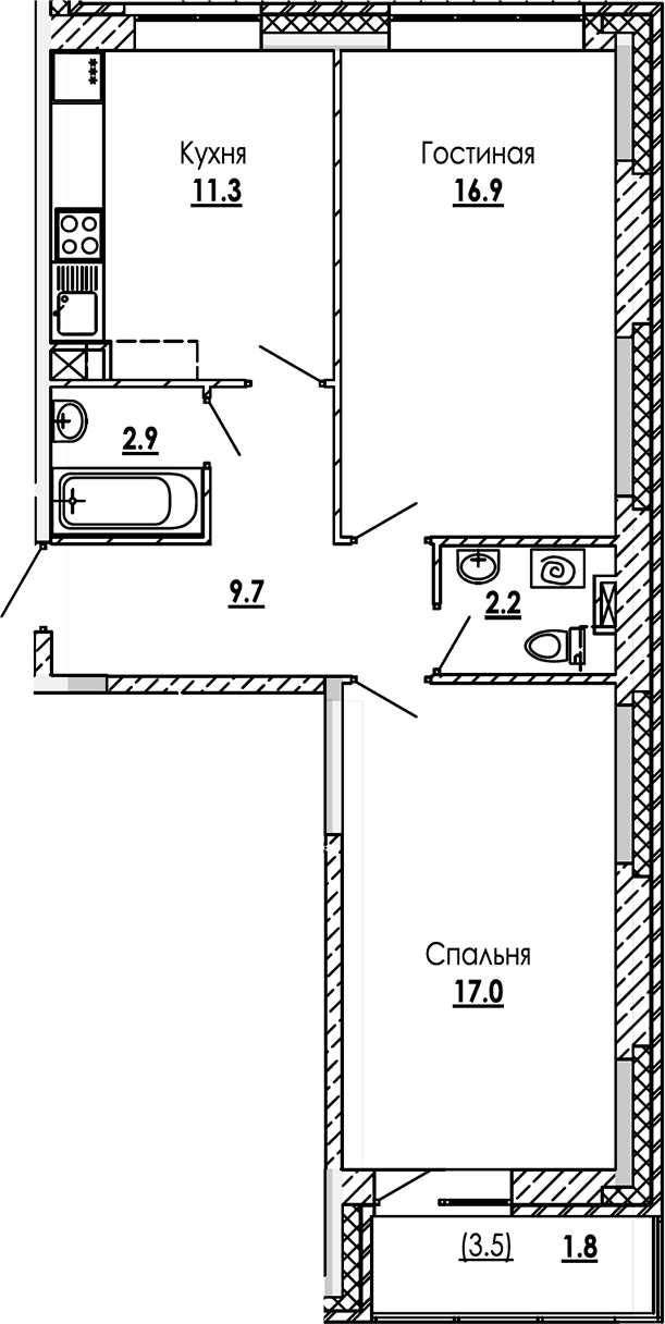 2-комнатная квартира