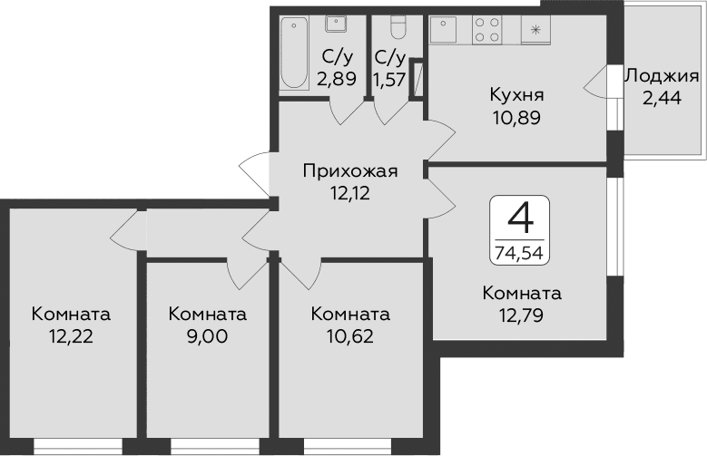 4-комнатная квартира