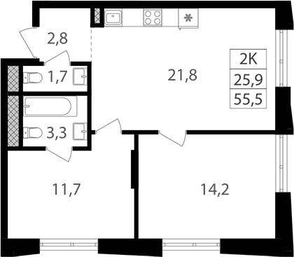 2-комнатная квартира