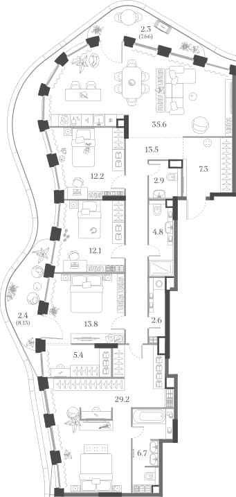 4-комнатная квартира