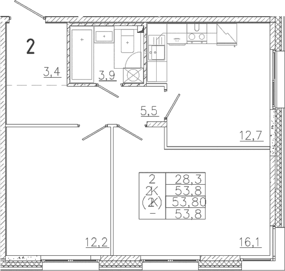 2-комнатная квартира