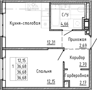 1-комнатная квартира